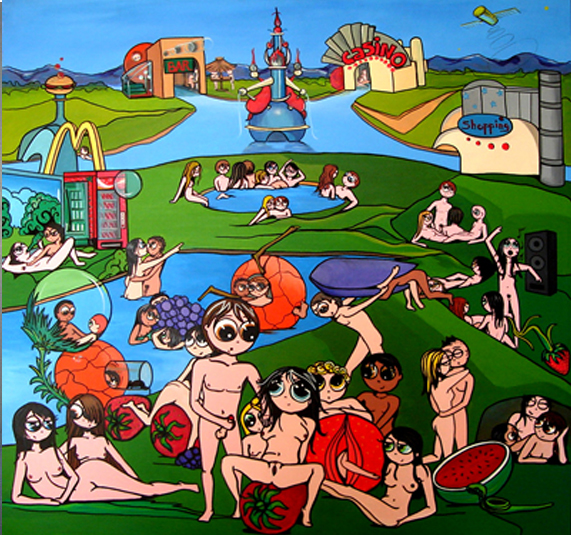 El jardín de las delicias por Veroni-k - 100 x 100 cm - Acrílico sobre tela